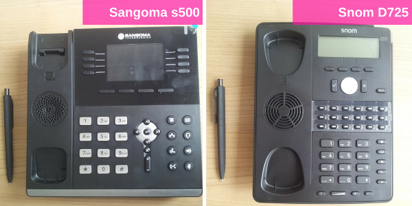 Sangoma s500 and Snom D725 IP phones and ball pen