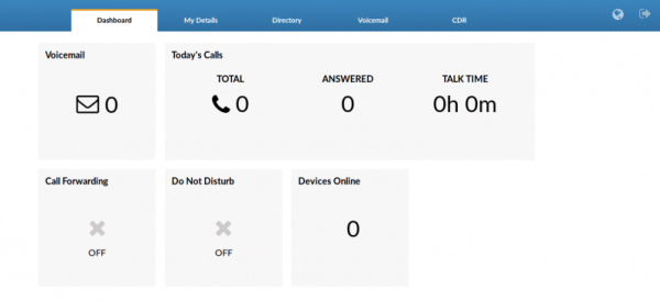 PBXware end user dashboard